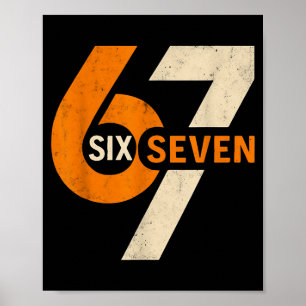 Póster Vintage 67 Seis Siete 6 7 Número Retro 67 Meme