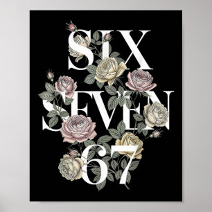 Póster Vintage 67 Seis Siete Meme Floral Boho Flor Silves