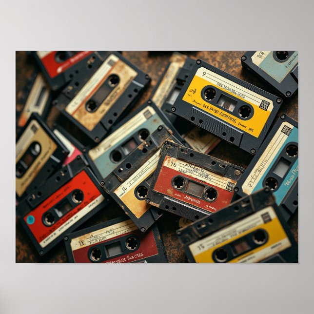 Póster Vintage 80s Cassette Tape Retro Audio Nostalgia (Frente)