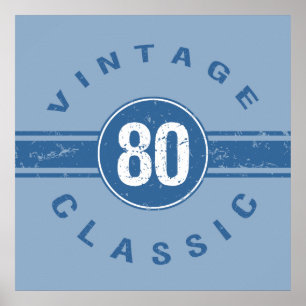 Póster Vintage 80th Birthday