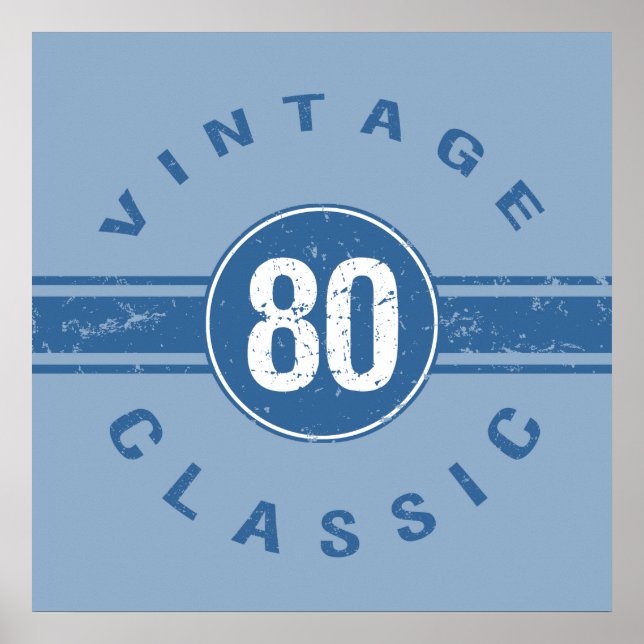 Póster Vintage 80th Birthday (Frente)