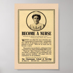 Póster Vintage Ad for How to Become a Nurse,
