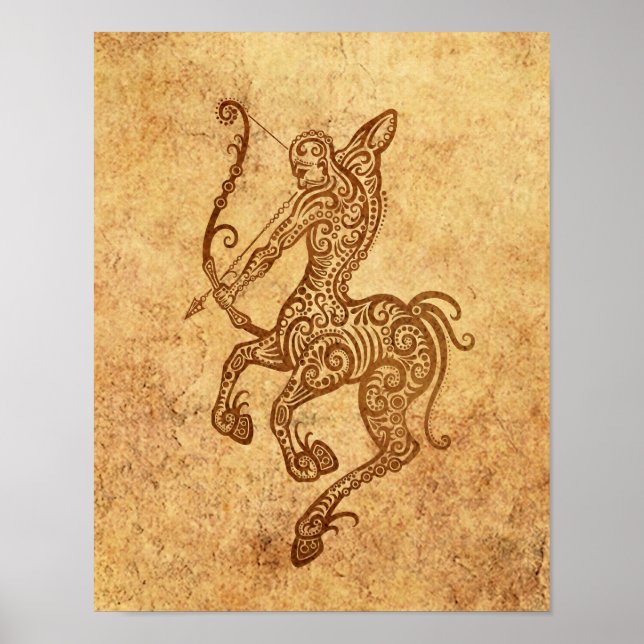 Póster Vintage Aged Sagittarius Zodiac (Frente)