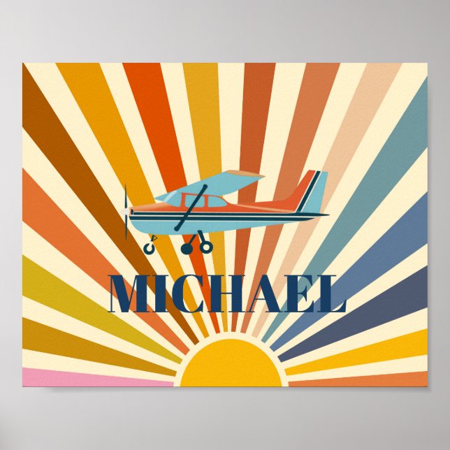 Póster Vintage Airplane Cessna Retro Sunset Custom (Frente)