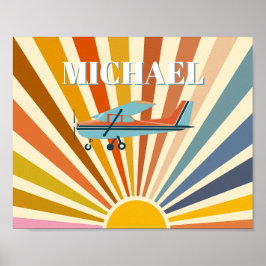 Póster Vintage Airplane Cessna Retro Sunset Custom
