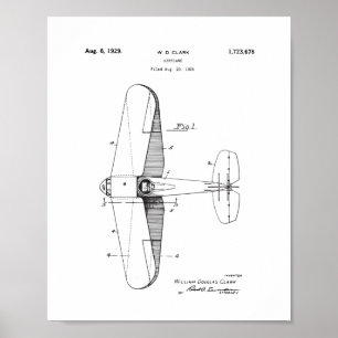 Póster Vintage Airplane Patent Wall Art, Plane Poster