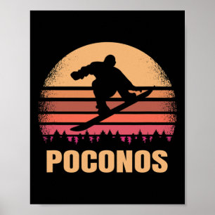 Póster Vintage al aire libre de Poconos Pennsylvania Snow