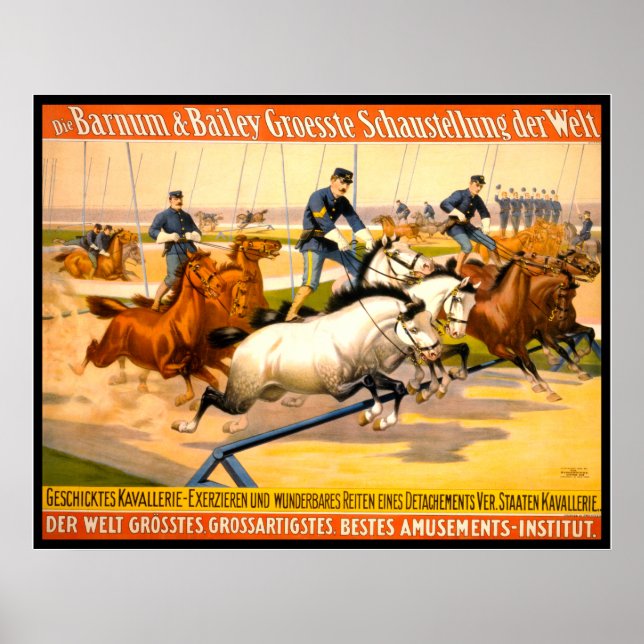 Póster Vintage alemán de publicidad en circo 1900 (Frente)