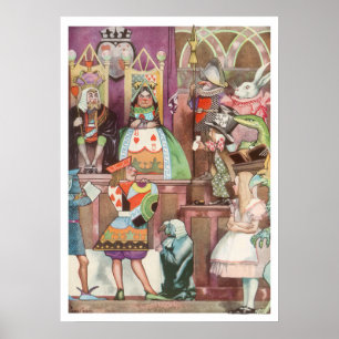 Póster Vintage Alice en Wonderland, Reina de Corazones