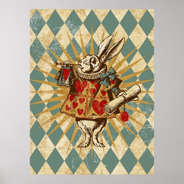 Póster Vintage Alice White Rabbit (Frente)