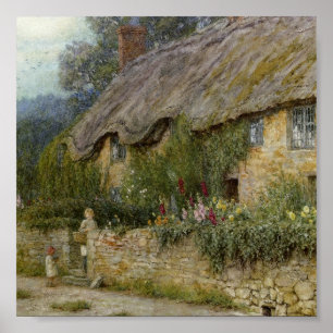 Póster Vintage Allingham Mother Child Entering A Cottage