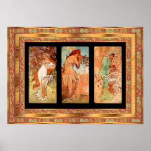 Póster Vintage Alphonse Mucha Panel Art Nouveau