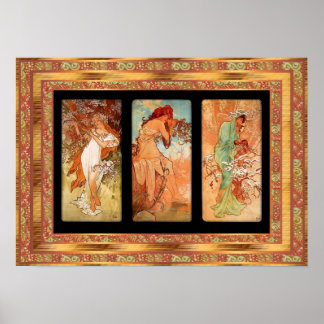 Póster Vintage Alphonse Mucha Panel Art Nouveau