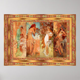 Póster Vintage Alphonse Mucha Panel Arte Nouveau