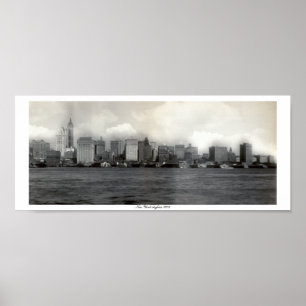 Póster Vintage America, Nueva York City Skyline 1908