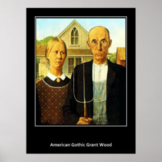 Póster Vintage American Gothic Grant Wood