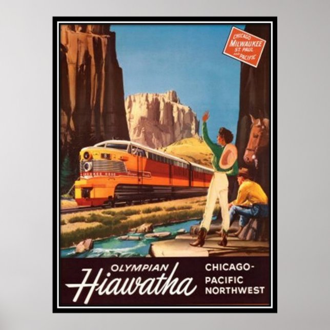 Póster Vintage American Railway, Estados Unidos - (Frente)