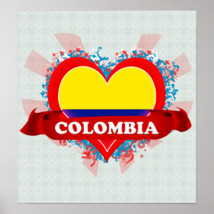Póster Vintage Amo Colombia