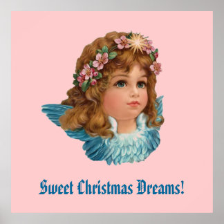 Póster Vintage Angel Blue Wings Navidades Dreams CH404