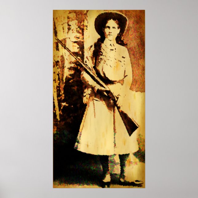 Póster Vintage Annie Oakley Oil Grunge Poster (Frente)