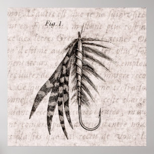 Póster Vintage años 1800: Pesca de mosca enmarañada vuela