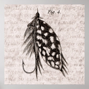 Póster Vintage años 1800: Pescadores de mosca volando en 