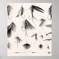 Vintage años 1800: Pescadores de mosca volando en 