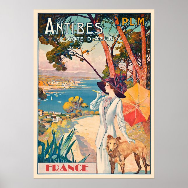Póster Vintage Antibes France David Dellepiane Travel (Frente)