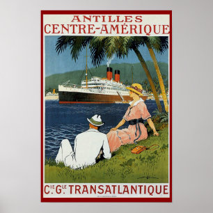 Póster Vintage Antilles Travel Advertisement