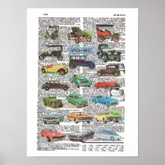Póster Vintage antique car poster 
