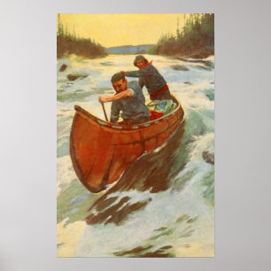 Póster Vintage Antique River Rapids Canada Oliver Kemp