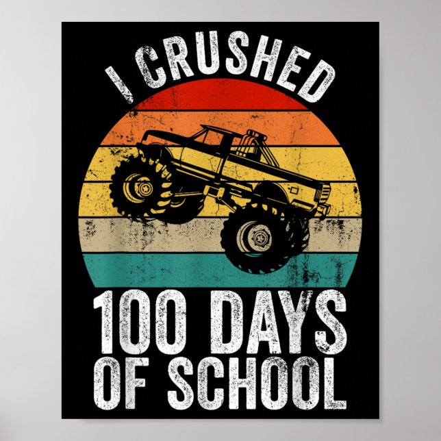 Póster Vintage, Aplasté 100 Días De Monstruo Escolar (Frente)