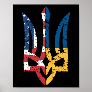 Póster Vintage Apoya a Ucrania Bandera Americana Tr Ucran