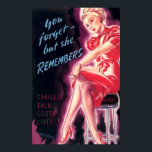 Póster Vintage Art Deco Anti-Rumor Propaganda<br><div class="desc">This is a digitally enhanced print of a vintage 1939-1946 anti-rumor propaganda poster featuring a woman in a red dress with the captions "You forget - but she remembers. Careless talk costs lives"</div>