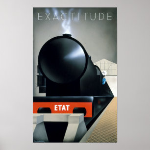 Póster Vintage Art Deco Black Steam Locomotive