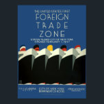 Póster Vintage Art Deco EE.UU. 1ª zona de comercio exteri<br><div class="desc">Se trata de una impresión digitalmente realzada de un poster vintage de Art Deco de WPA de 1937 para el Departamento de Docks de la ciudad de Nueva York, que muestra cinco transatlánticos y se titula "La primera zona de comercio exterior de los Estados Unidos". Aunque el color de fondo...</div>