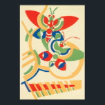 Póster Vintage Art Deco Jazz Pochoir Garden Butterflies<br><div class="desc">Vintage illustration art deco jazz pochoir wallpaper pattern by Serge Gladky from Nouvelles Compositions Decoratives, Paris, 1929. Pochoir is a stencil technique common in surrealism paintings. An elegant and chic cubism design featuring butterflies in geometric shapes and beautiful spring colors of bright red, green, blue and yellow. A modern and...</div>