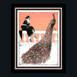 Póster Vintage, Art Deco "Lady & Peacock"<br><div class="desc">Muy bonito,  vintage,  impresión Art Déco "Lady & Peacock" en paquí/coral,  negro y blanco. Se muestra aquí el estándar 11x14. También disponible en los tamaños estándar 8x10,  16x20,  personalizados y lienzo.</div>