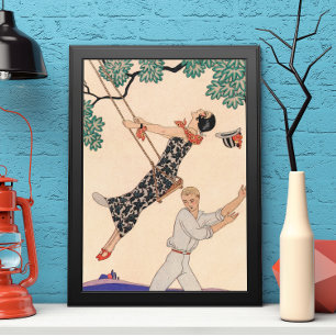 Póster Vintage Art Deco Love, The Swing by George Barbier