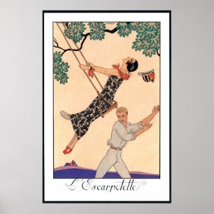 Póster Vintage Art Deco Love, The Swing by George Barbier
