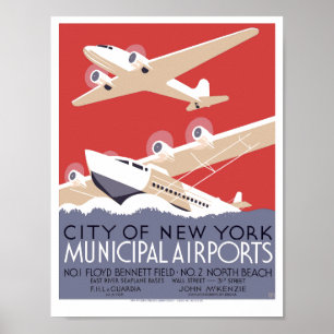 Póster Vintage Art Deco NYC aeropuerto municipal WPA
