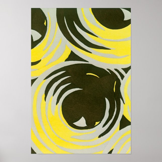 Póster Vintage Art Deco Pochoir Jazz Círculos Geométricos (Frente)