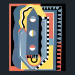 Póster Vintage Art Deco Pochoir Jazz Patrones Geométricos<br><div class="desc">Patrón de pochoir de arte de ilustracion vintage de Georges Valmier de la colección Decors et Couleurs, 1930. El pochoir es una técnica de esténcil común en pinturas surrealistas. Un moderno diseño cubismo con una variedad de formas geométricas y colores. Este patrón incluye un instrumento de escritura que se asemeja...</div>