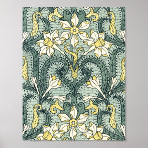 Póster Vintage Art Nouveau Daffodil Narcissus Flores