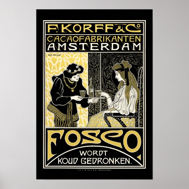 Póster Vintage Art Nouveau Dutch Chocolate Ad (Frente)