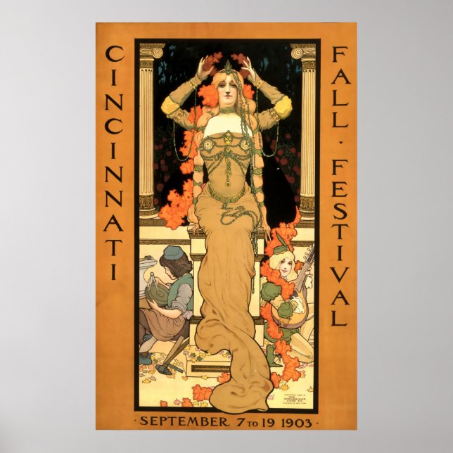 Póster Vintage Art Nouveau Festival de otoño Cincinnati (Frente)