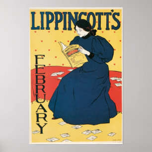 Póster Vintage Art Nouveau magazine cover February