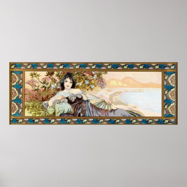 Póster Vintage Art Nouveau Woman de Alphonse Mucha (Frente)