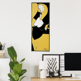 Póster Vintage Art Nouveau, Woman Reading a Yellow Book