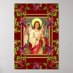 Póster Vintage Art Poster Angel Floral Religious